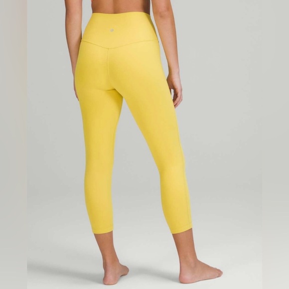 Lululemon Align High-Rise Crop 23" Soleil 8 Yellow Neon Gym Yoga Athletic - Picture 2 of 9